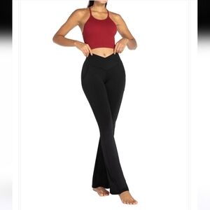 High-Waist Black V-Waist Flare Pants